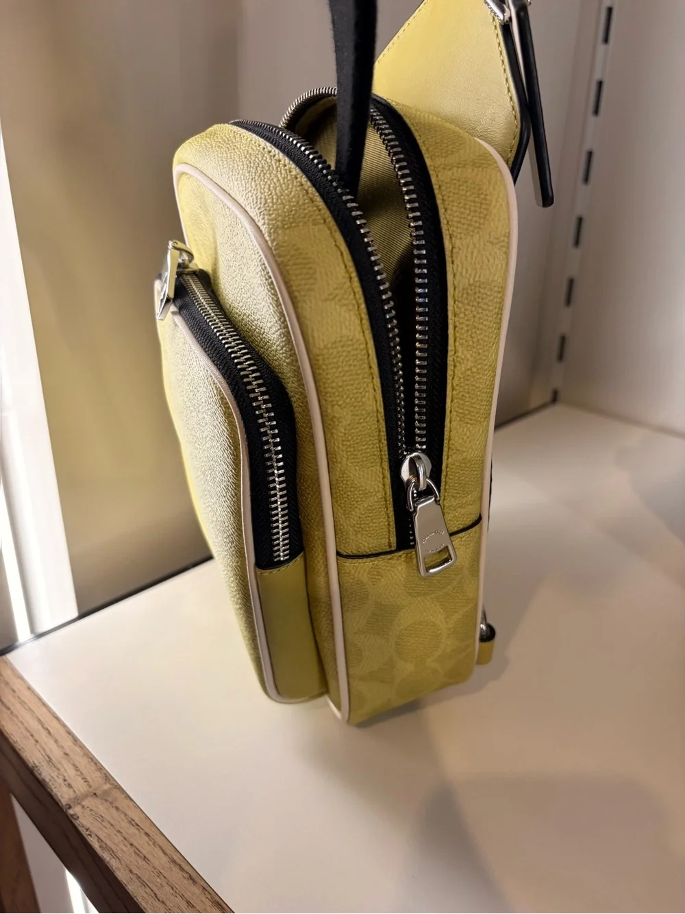 Coach staton signature yellow Signature Canvas Crossbody bag logo leather